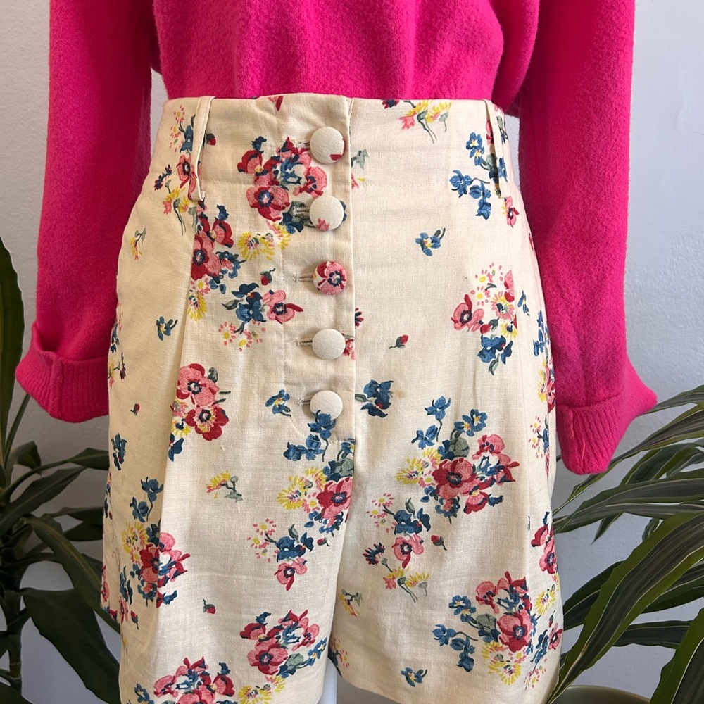 🌸 SÉZANE Floral Linen High-Waisted Shorts 🌸